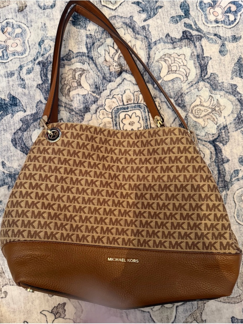 Michael Kors Brown Logo Canvas & Leather Shoulder Bag